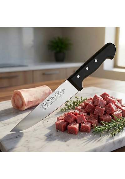 Sürmene Kuşbaşı Kasap Bıçağı 32,5 Cm Pimli Keskin Et Doğrama Kurban Kesim Bıçağı Sürbisa 61030