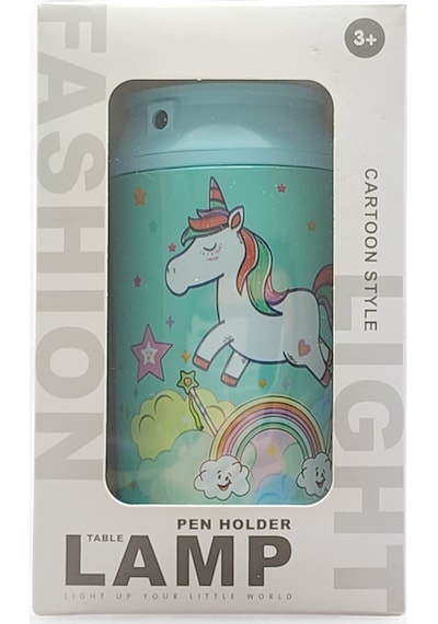 Çocuk Masa Lambası Kalemlik Unicorn Mavi Mavi