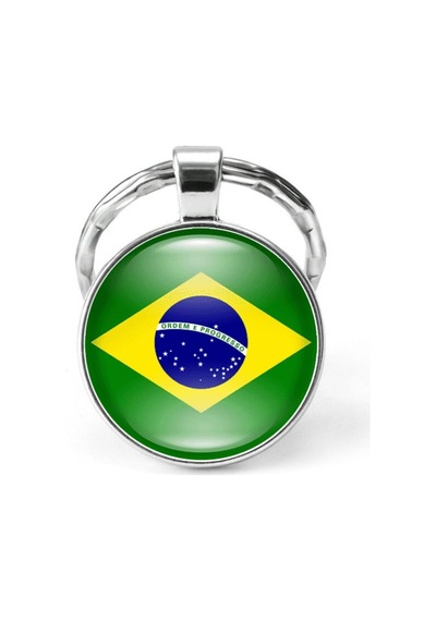 Tamgacrafts Brezilya Brazil Bayrağı Metal Anahtarlık Ülke Temalı Hediyelik Çok Renkli