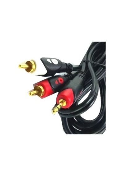 2 Rca - Stereo Kablo 24k Gold 2 Tos - 3.5 Mm