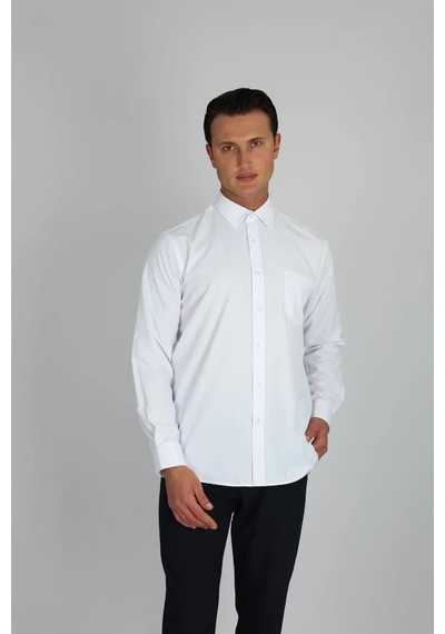 Lorenzo Mazzoli Soft Saten R 900 Beyaz Erkek Gömlek Beyaz