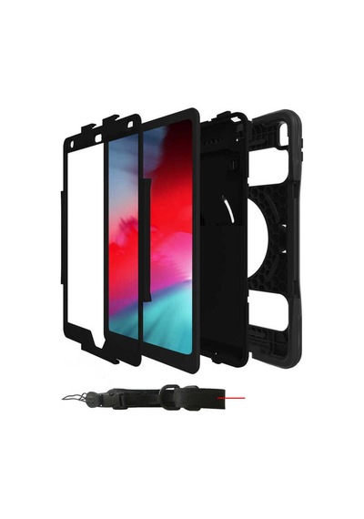 iPad Uyumlu  10.2 2021 9.nesil Sbt Yeni Nesil Kalem Bölmeli Defender Tablet Silikon - Siyah Arka Kapak