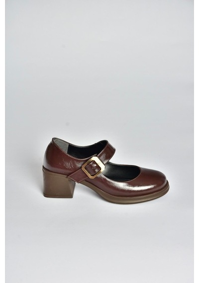 Fox Shoes T820236060 Kahverengi Rustik Kalın Topuklu Kadın Ayakkabı Kahverengi