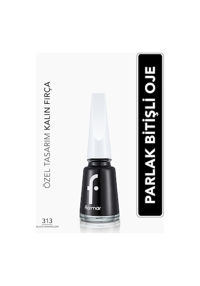 Flormar Nail Enamel Yüksek Pigmentli & Parlak Bitişli Oje Fne-313 Black Mınımalısm