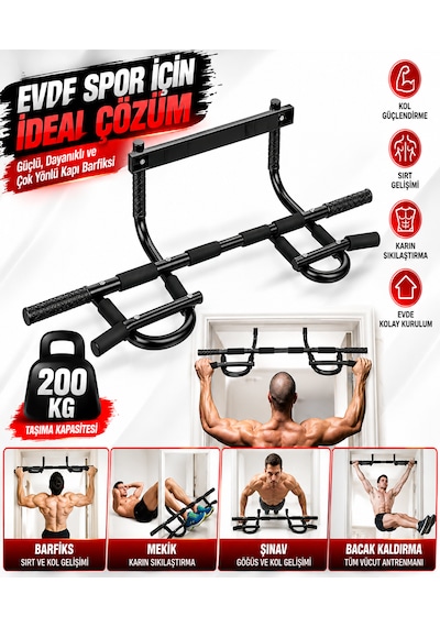 Mft09 Profesyonel Kapı Barfiksi Demiri Çoklu Tutuş Barfix Demiri Şınav Mekik Kol Sırt Fitness Egzersiz Aleti