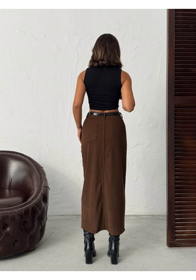 Verymoda Fitilli Kadife Etek F2033 Kahve
