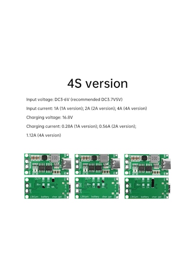 Tip C Bms 2s 3s 4s 1a 2a 4a 18650 Lityum Pil Şarj Cihazı Kurulu Usb C Step-up 3s 2a