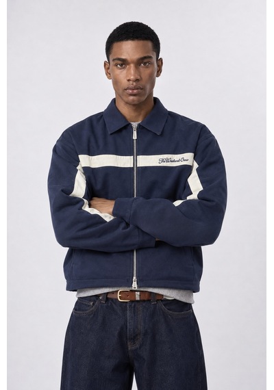 Respire Erkek Crew Nakış Detaylı Oversize Ceket Lacivert