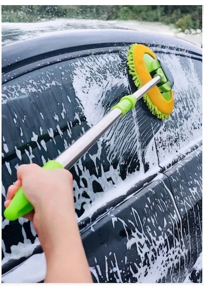 Çok Fonksiyonlu 2 In 1 Mikrofiber Araç Yıkama Fırçası Teleskopik Uzun Saplı Mop