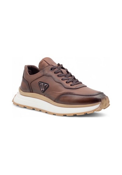 Voyager 1001 Erkek Hakiki Deri Sneaker Taba