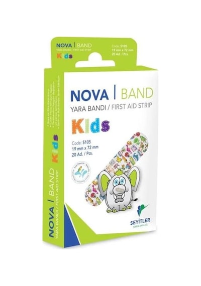 Nova Band Kids Desenli Çocuk Yara Bandı 20 Adet 1 Kutu