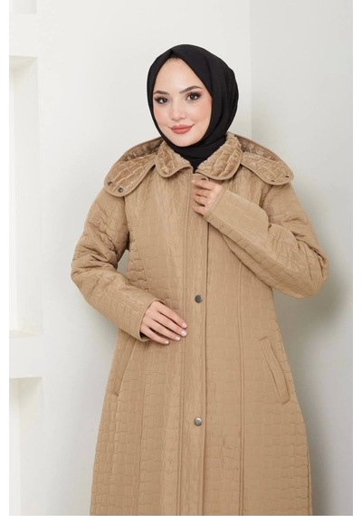 İçi Kürklü Tam Boy Kaban Mont - Bej / M0102 Bej