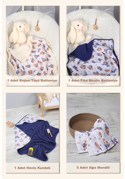 Luckka 29 Parça Müslin Bebek Bakım Çantası - Müslin Set - Ztçanta