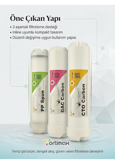 Ortimax Inline Filtre Seti-123, 3'lü Su Arıtma Filtresi Seti, Evrensel Uyumlu Diğer
