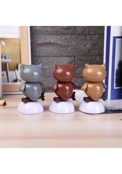 Solar Güneş Enerjili Dans Eden Sallanan Baykuş Figürü Araba Torpido Masaüstü Dekor 10 Cm Biblo Emoji