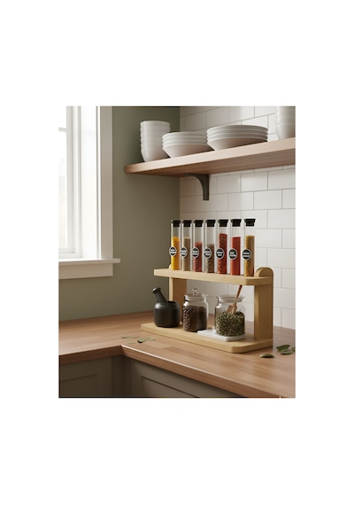 Mut101 Raflı Baharatlık, Mutfak Rafı, Tezgah Üstü Organizer, 2 Katlı, S.meşe Safir Meşe - 839710000 Safir Meşe
