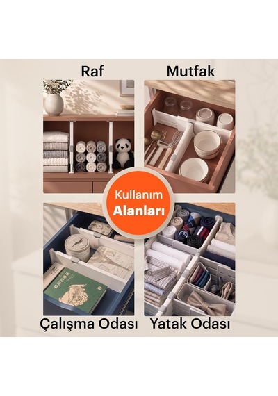 Büyük Boy Ayarlı Çekmece Ayırıcı 2'li Paket I Çekmece Bölücü I Uzayabilen Ayırıcı I Teleskopik Raf Düzenl Diğer
