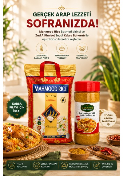 Basmati Pirinç 4 Kg + Zad Alkhaleej Acılı Köri Baharatı Avantaj Paketi