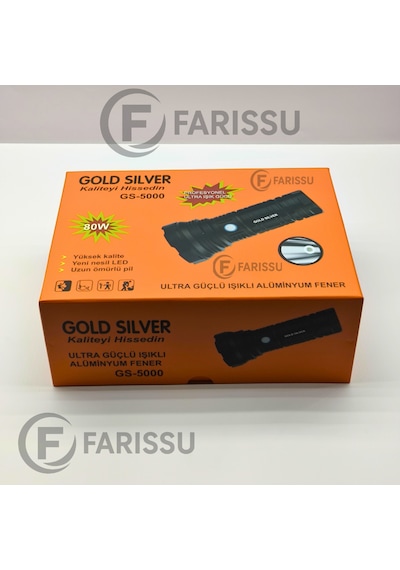 Gold Sılver Gs-5000 6800mah Bataryalı, Uzun Ömürlü, Şarjlı El Feneri Siyah