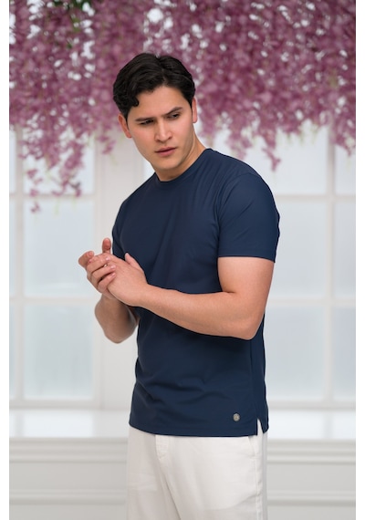 Paul Martin Slimfit Lyocell Kumaş Likralı Küçük Armürlü Bisiklet Yaka T-shirt İndigo Paul Martin Slimfit Lyocell Kumaş Likralı Küçük Armürlü Bisiklet Yaka T-shirt İndigo