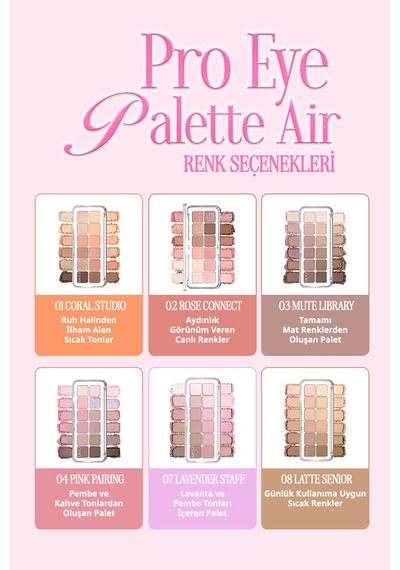 Hafif Dokulu Yoğun Renklere Sahip Göz Farı Paleti Clıo Pro Eye Palette Air 22 Sugar Afternoon