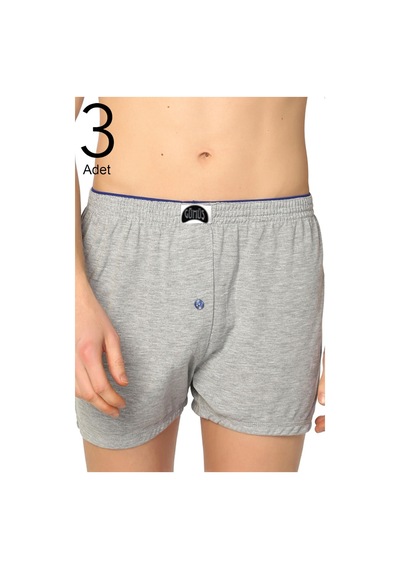 3'lü Paket Havlu Bel Erkek Boxer Gri