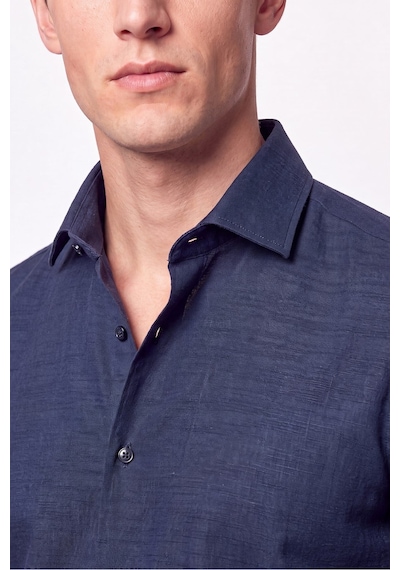 Slim Fit İtalyan Yaka Lacivert Gömlek G 1610