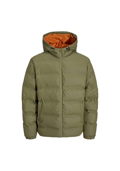 Jack & Jones Suya Ve Rüzgara Dayanıklı Kapüşonlu Puffer Mont - Elements 12239020 Olive Branch Siyah