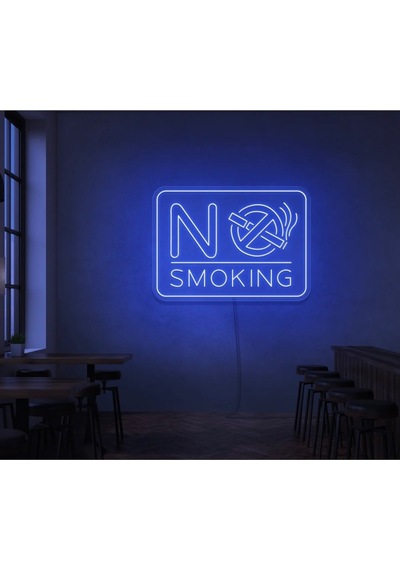 No Smokıng Yazılı Ve Şekilli Neon Tabela Mavi