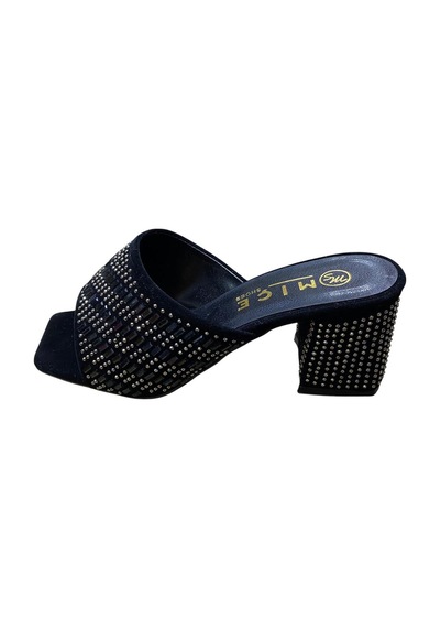 Miçe Shoes Kadın Taşlı Kalın Topuklu Abiye Terlik Siyah - 873534825 Siyah
