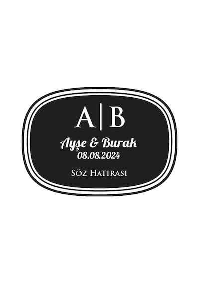 Oval Mühür Kına Nişan Düğün 3x3 Cm Özel Etiket / 50 Adet Sticker Beyaz