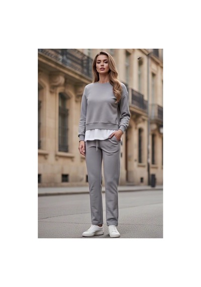 The Kadın Basic Bisiklet Yaka Etek Ucu Detaylı Sweatshirt Ve Pantolon Eşofman Takımı- Siyah/melanj/gri Gri The Kadın Basic Bisiklet Yaka Etek Ucu Detaylı Sweatshirt Ve Pantolon Eşofman Takımı- Siyah/melanj/gri Gri