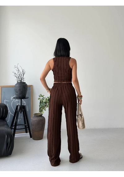 Modalima Kahverengi Halter Fitilli İkili Takımı Çok Renkli