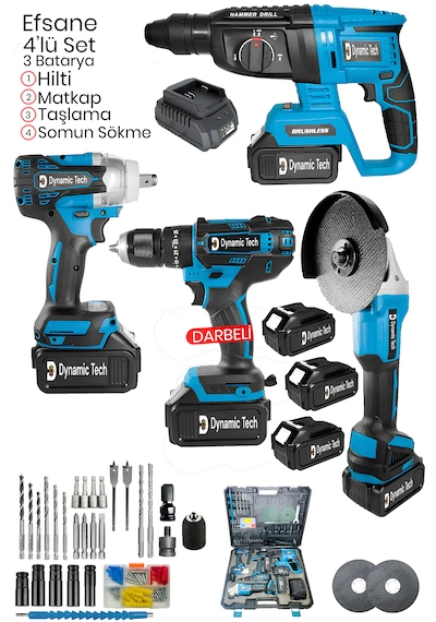 Dynamic Tech DT-445 Hilti Darbeli Matkap Somun Sökme Taşlama Set