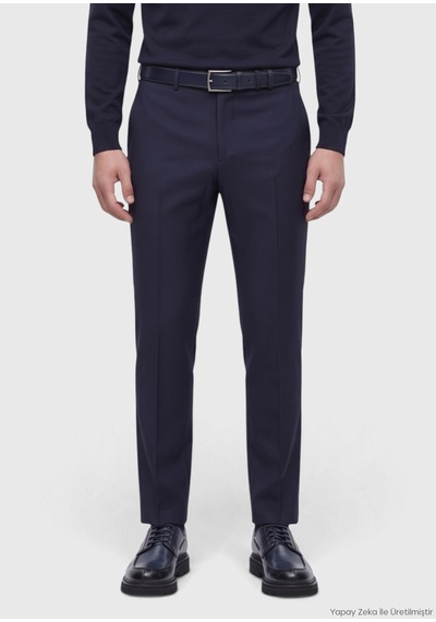 Ramsey Saks Modern Fit Klasik Yün Karışımlı Pantolon saks saks