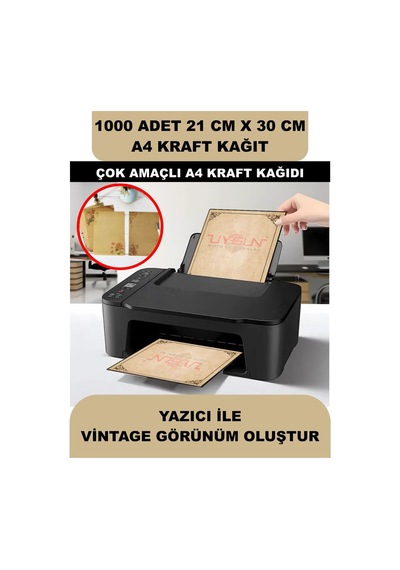 1000 Adet A4 Kraft Kağıt 21x30 100 Gr. Yazıcı Uyumlu, Vintage Resim Kağıdı, Çocuk Etkinlik Kağıdı