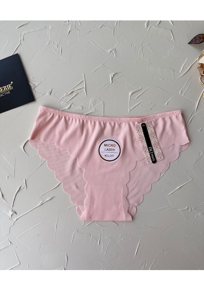 Mikro Lazer Kaşkorse Fitilli Kumaş Normal Bel Dikişsiz Slip/külot Pembe