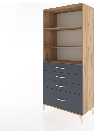 Hyperion Dolap 3 Raflı 4 Çekmeceli 88x44x195 Çam-antrasit Atlas Çam