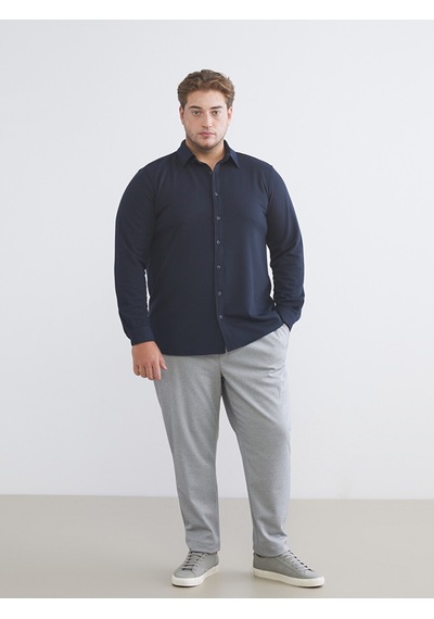 Lcw Vision Lacivert Büyük Beden Slim Fit Uzun Kollu Erkek Gömlek