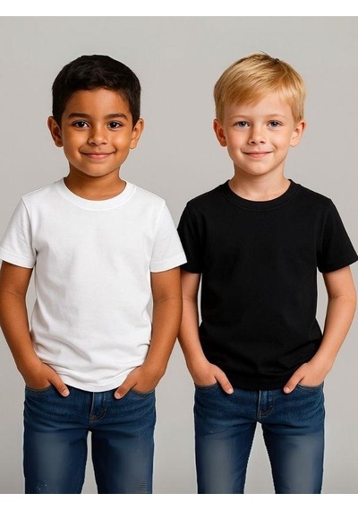 Zekids Çocuk Pamuklu Basic Kısa Kollu T-shirt-16083 Beyaz