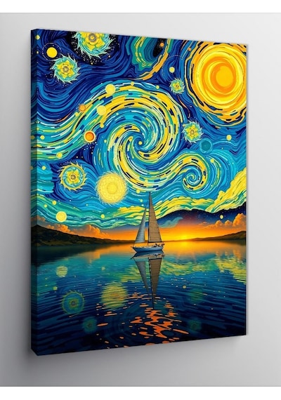 Kanvas Tablo Yıldızlı Gece Yolculuğu 50cmx70cm