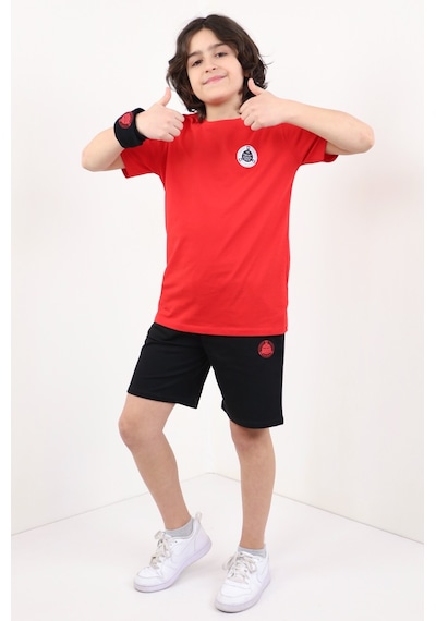 Toontoy Kids Toontoy Erkek Çocuk Baskılı Üçlü Şortlu Takım Kırmızı