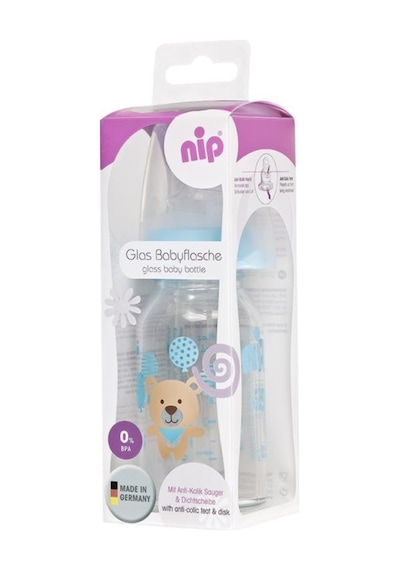 Nip Wide Neck Bottle 125 ML Antikolik Cam Biberon Erkek