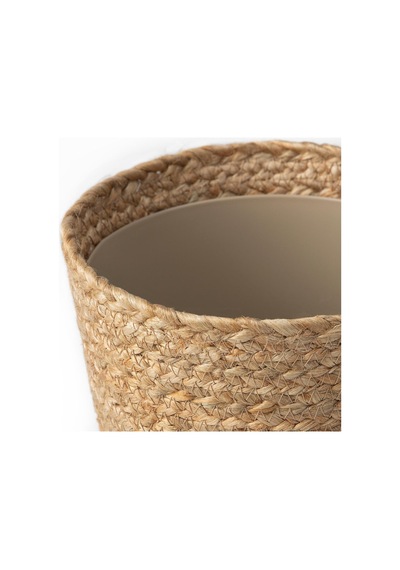 Rattan Saksı, Bej-siyah, 15 Cm, İç Mekan