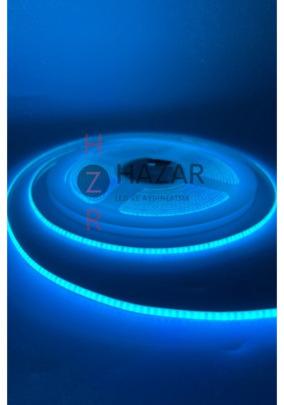 12 Volt 3mm 400 Ledli İnce Esnek Cob Şerit Led Turkuaz Ip20 5 Metre