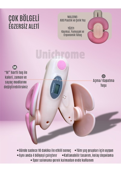 İç Bacak Egzersiz Aleti Kegel Pelvik Kas Cihazı Kalça Kol Sıkılaştırıcı Sayaçlı Kalori Ölçer Pembe
