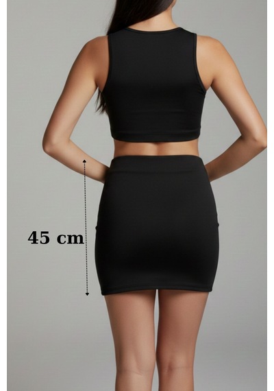 Sermoda Kalem Etek - Bel Lastikli Slim Fit Mini Kalem Etek Ks Siyah