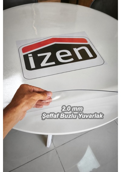 İzen 2,0 Mm Yuvarlak Renksiz Buzlu Şeffaf Pvc Masa Örtüsü Cam, Lake, Mermerde Yapışma İzi Yapmaz