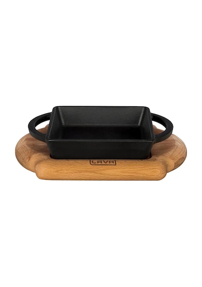 Lava Sahan Kare Siyah Mat Ahşap Stand 12 X 12 Cm Eco Gümüş