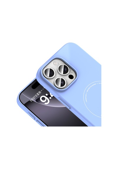 Maks Technology Apple iPhone Uyumlu 16 Pro Max Kılıf M-safe Şarj Özellikli Kamera Korumalı Mkst Elio Sert Pc Kapak - Açık Mavi